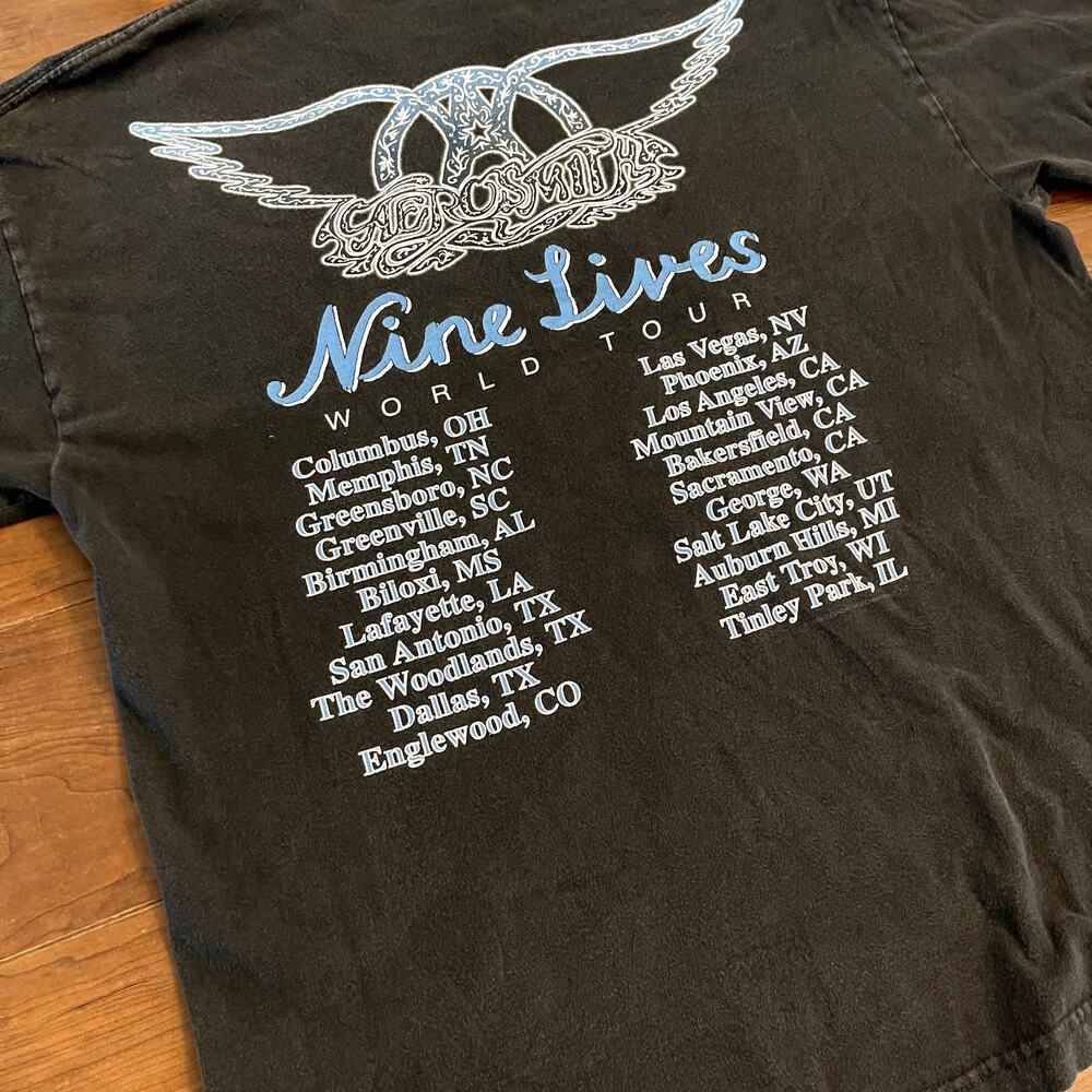 Vintage Giant 1997 Aerosmith Nine Lives Tour Double Sided TShirt Size Large - Picture 8 of 8